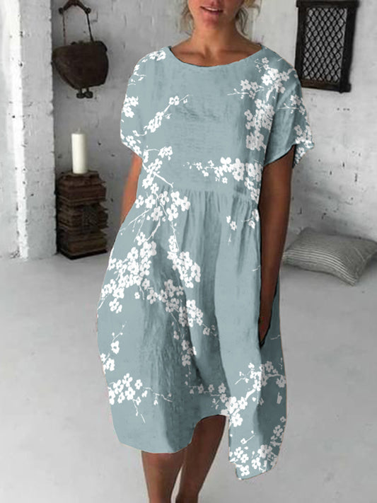 Cherry Blossom Japanese Flowy Midi Dress