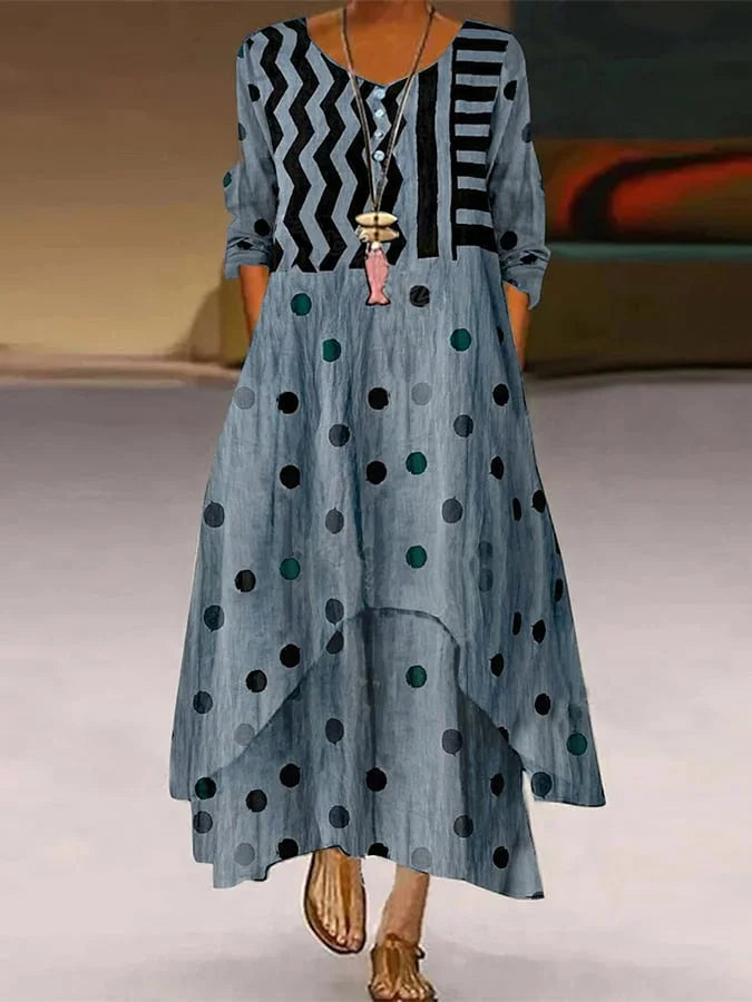 SL | Maxi-robe à polka dot et motif géométrique