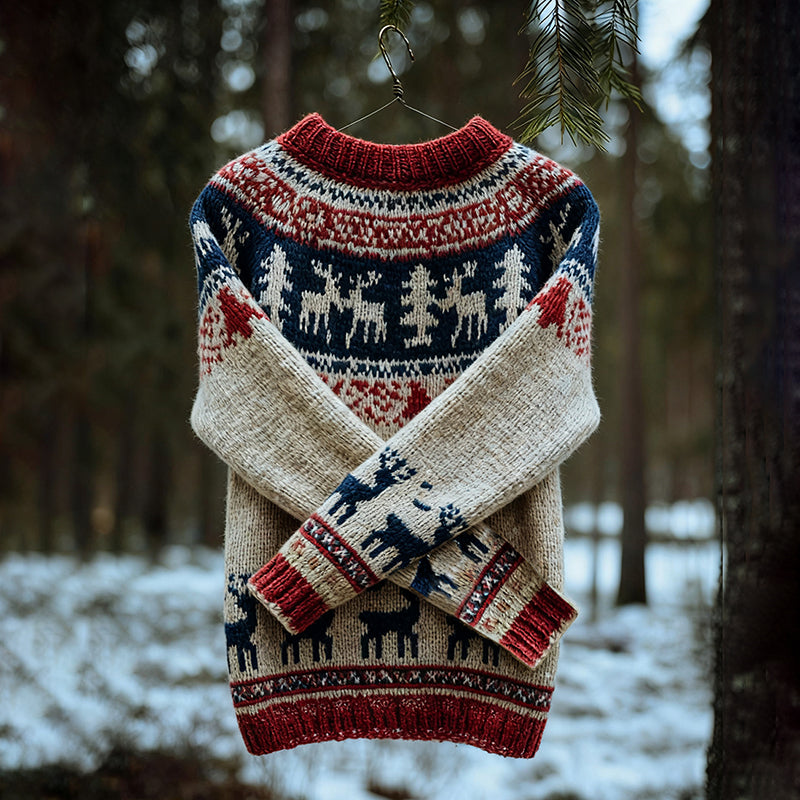 Pull en coton à motif de Noël rétro