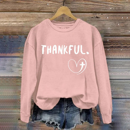 Thanksgiving THANKFUL Cross Heart Sweatshirt artswardrobe