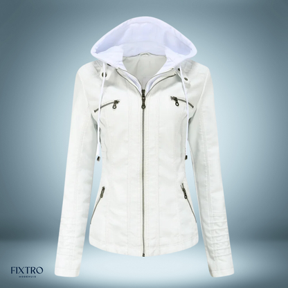 EP | Veste en cuir avec capuche