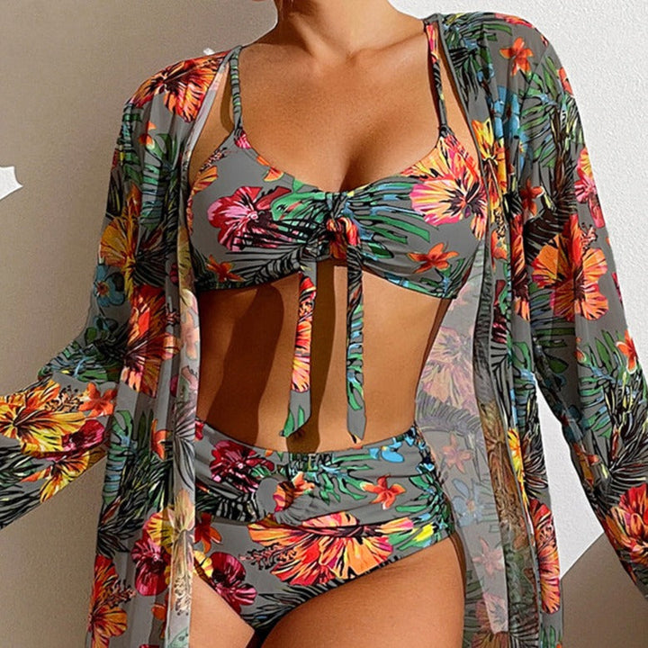 SL | bikini 3 pièces fleuri avec cover-up