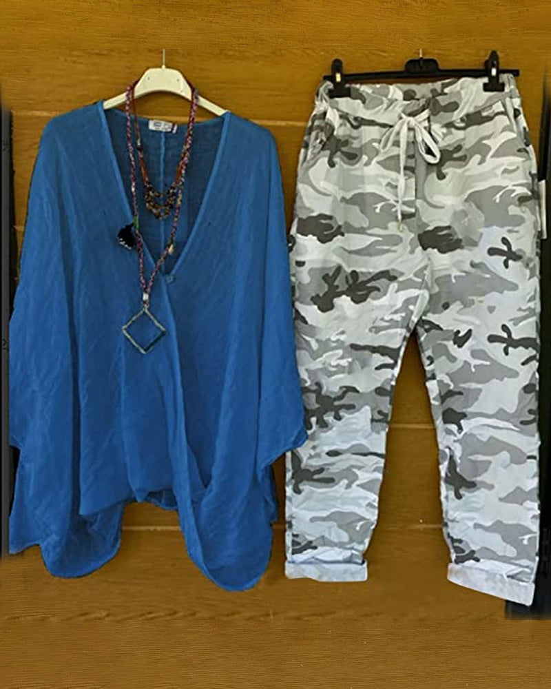 SL | Ensemble pantalon et blouse avec motif camouflage