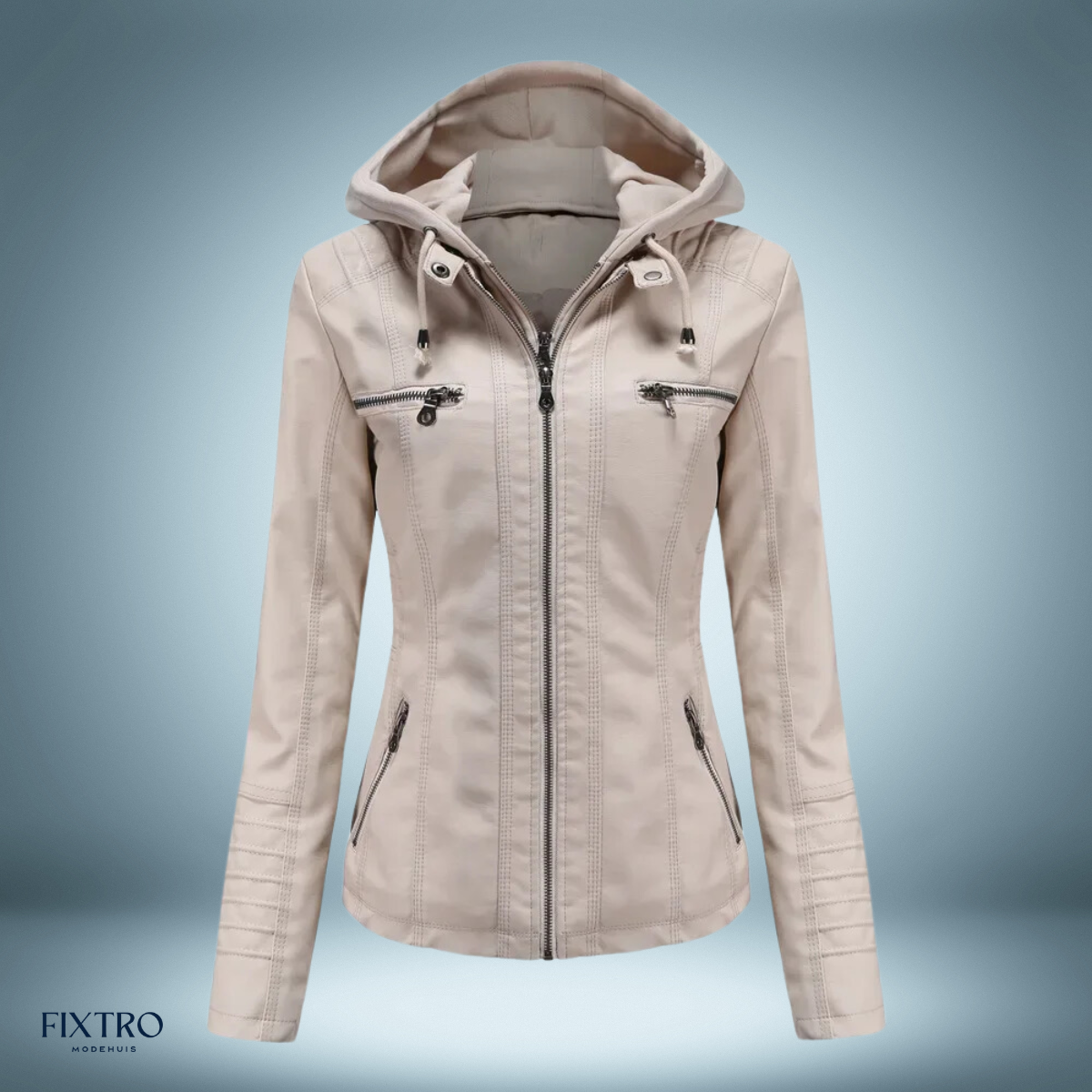 EP | Veste en cuir avec capuche