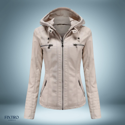 EP | Veste en cuir avec capuche