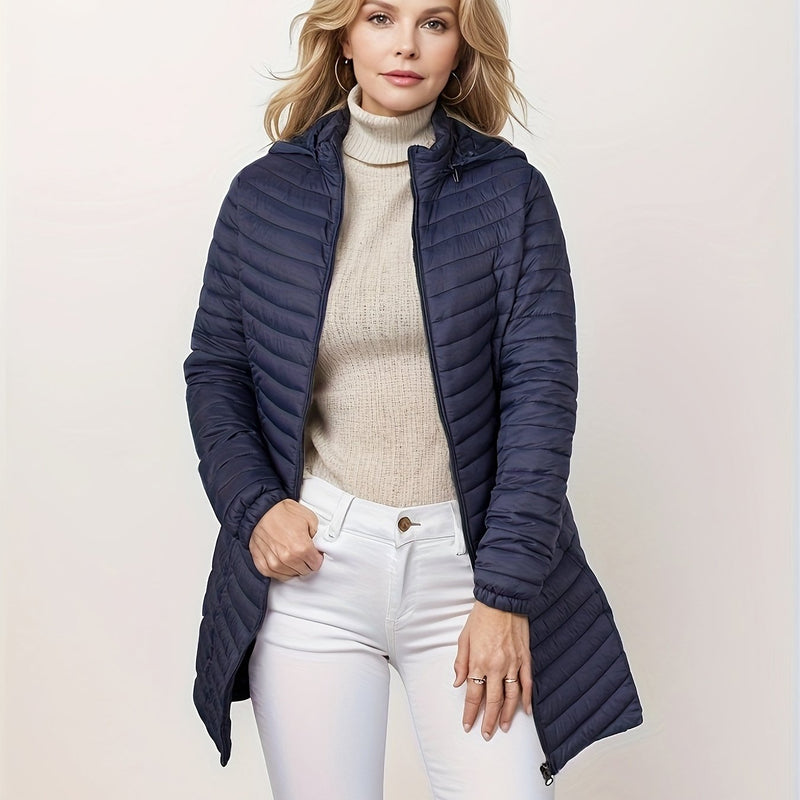 EP | Veste ouatinée décontractée avec capuche et fermeture éclair sur le devant