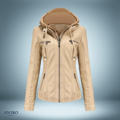 EP | Veste en cuir avec capuche