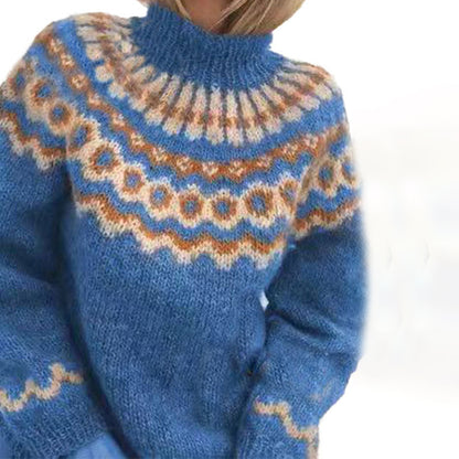 Vintage Turtleneck Pullover Chunky Jacquard Sweater elevenforest