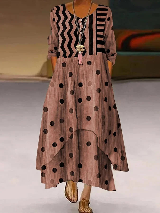 SL | Maxi-robe à polka dot et motif géométrique