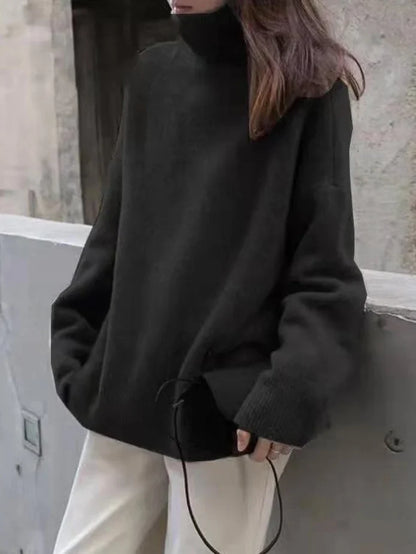 Pull à col roulé mélange cachemire à silhouette minimaliste, coloris taupe