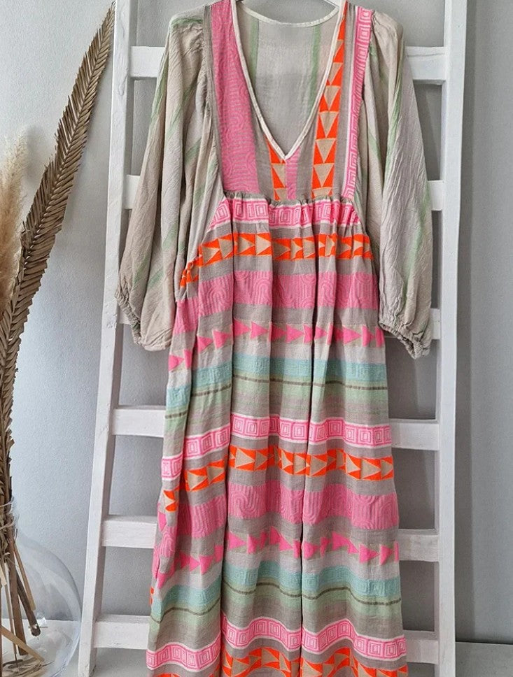 SL | Maxi-robe à manches longues et décolleté en V