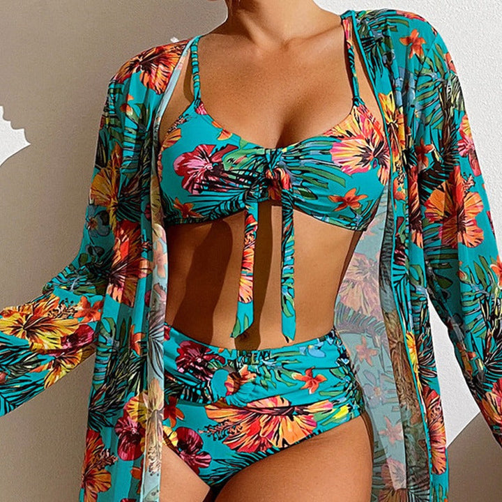 SL | bikini 3 pièces fleuri avec cover-up