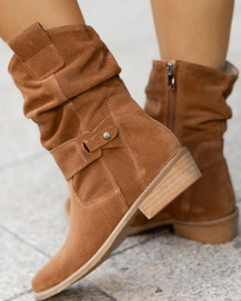 Bottes mi-mollet à détail de sangle