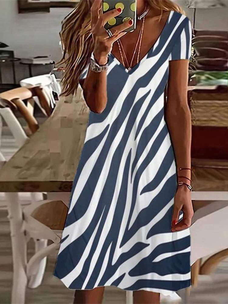 SL | Women's Sundress Robe midi manches courtes Imprimé floral été décontracté V cou lâche robes Plus Taille 2024 Vêtements féminins Vestidos