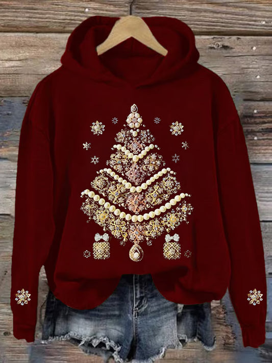 Comstylish Women's Christmas Printed Casual Crew Neck Sweatshirt