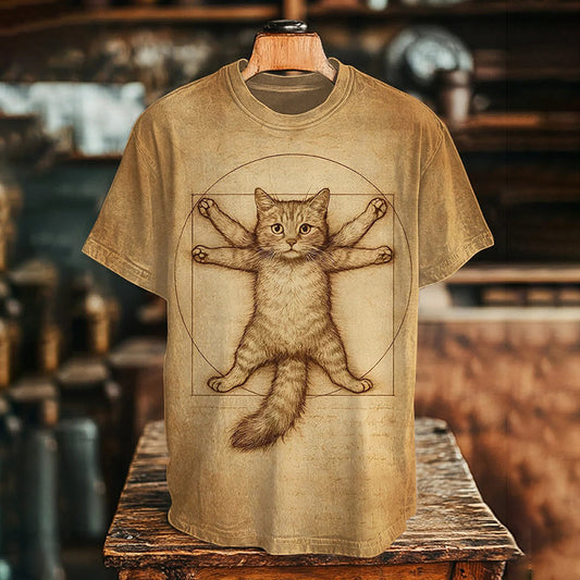 Men's Golden Ratio Cat Art Print T-shirt elevenforest