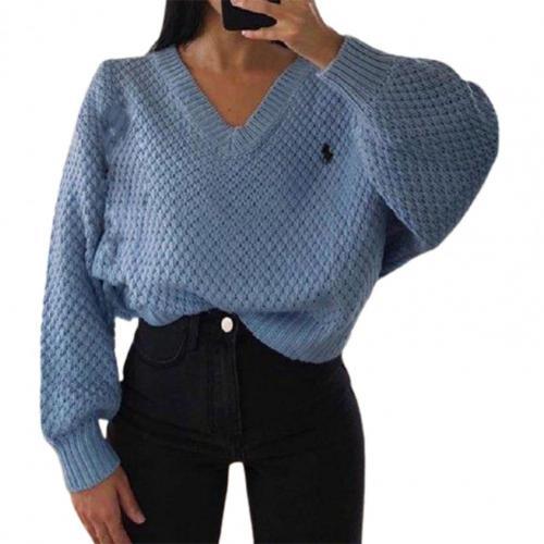 Pull en tricot ajouré de coton à col en V et motif nid d'abeille texturé