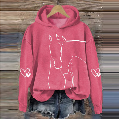 Comstylish Women's Valentine's Day Cute Pony Casual Hoodie