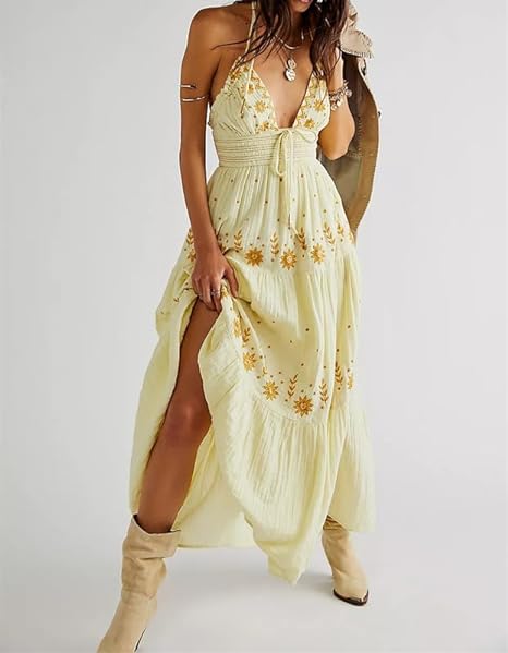 SL | Robe maxi brodée Bohème