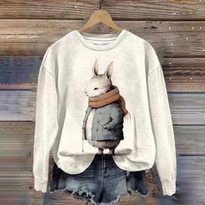 Comstylish Women'S Bunny Print Casual Long-Sleeved Sweatshirt