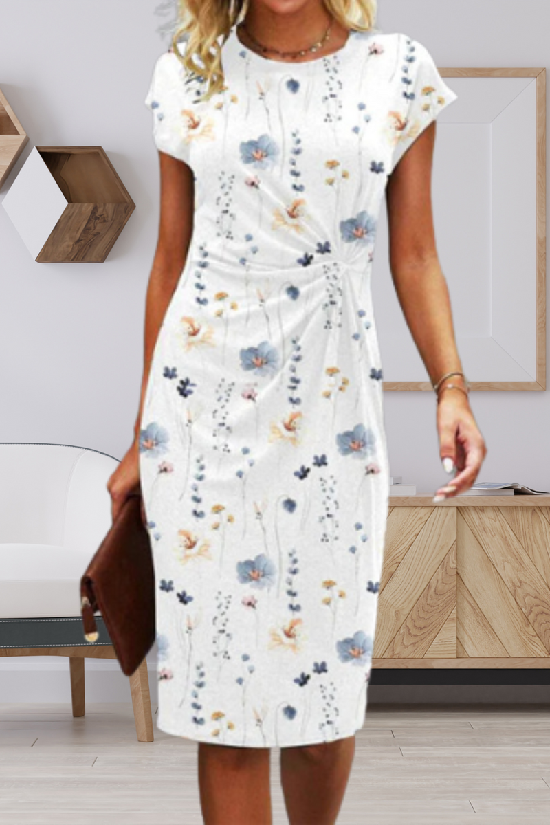 SL | Robe midi avec motif floral et devant torsadé