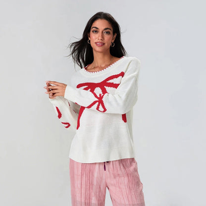 EP | MW - Pull-over festif en tricot avec design de nœuds