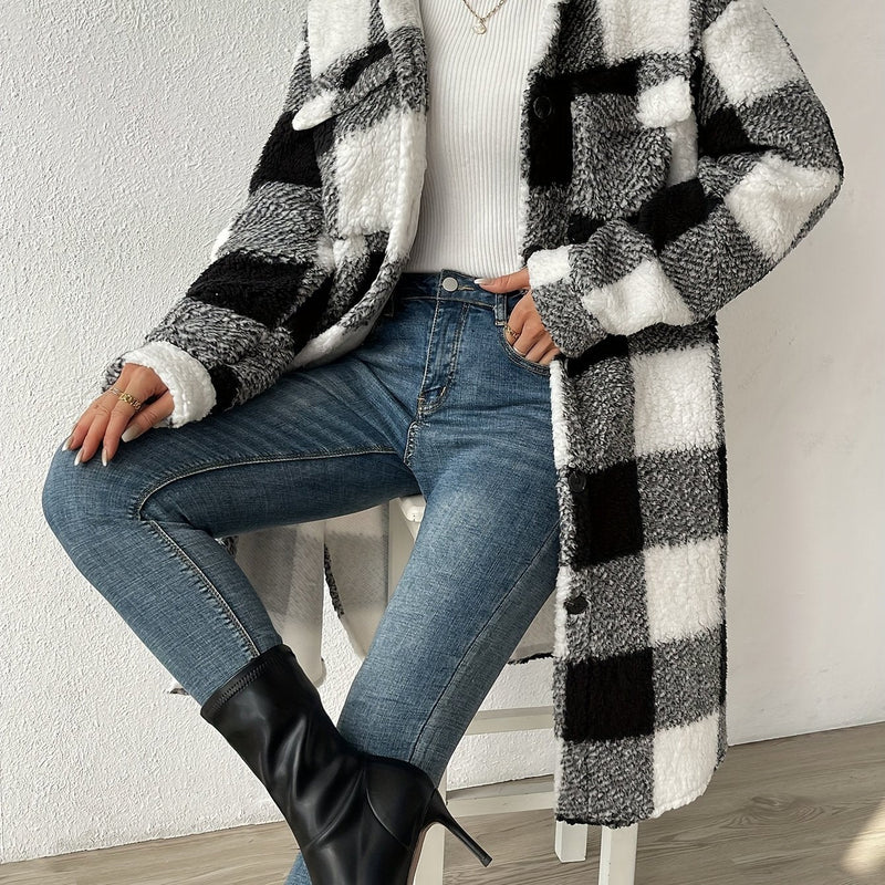 EP | Manteau à carreaux en peluche élégant