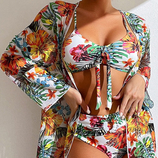 SL | bikini 3 pièces fleuri avec cover-up
