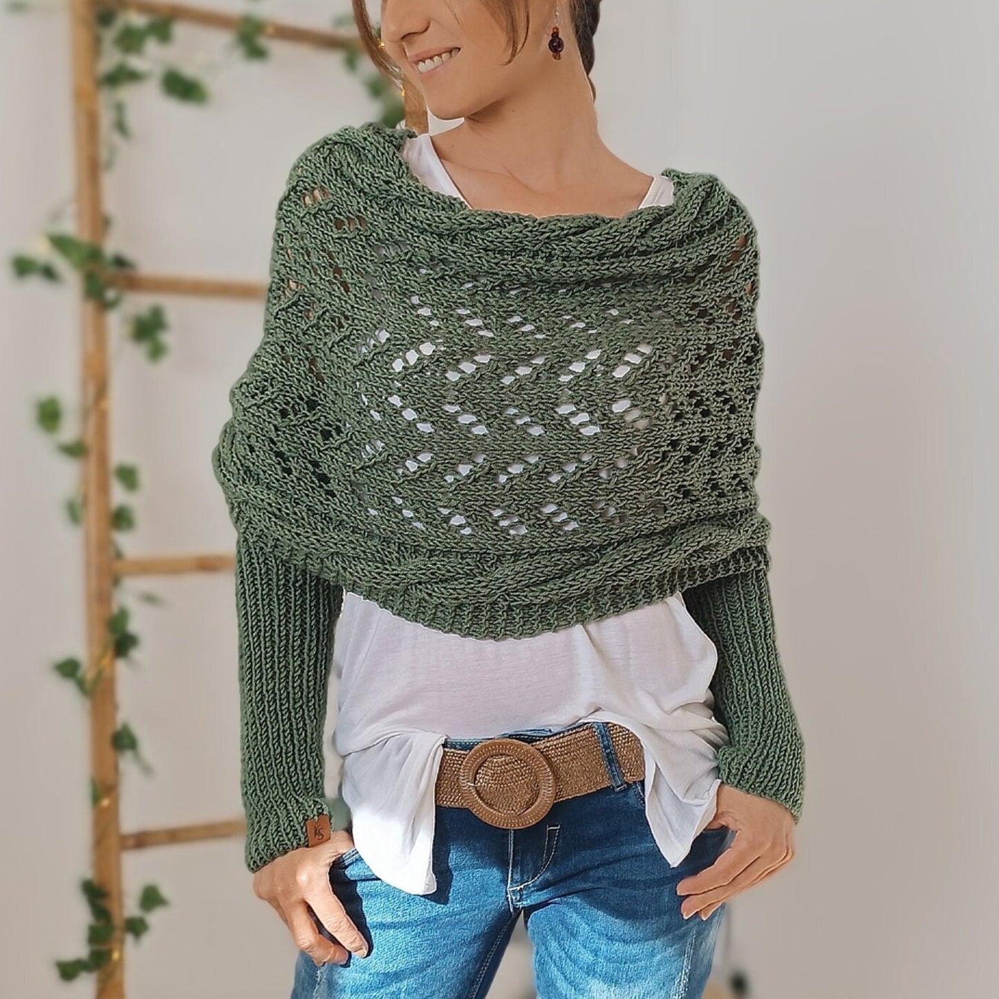 SL | Elégant pull-over cache-cœur en tricot avec détail ajouré