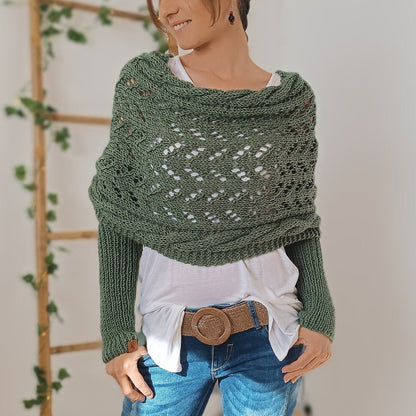 SL | Elégant pull-over cache-cœur en tricot avec détail ajouré