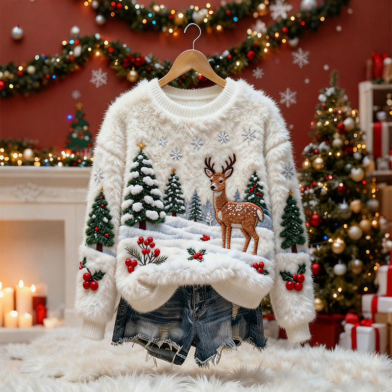 Pull en coton avec renne de Noël