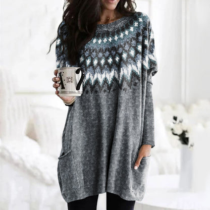 Retro Geometric Wave Pattern Collar Sweater elevenforest