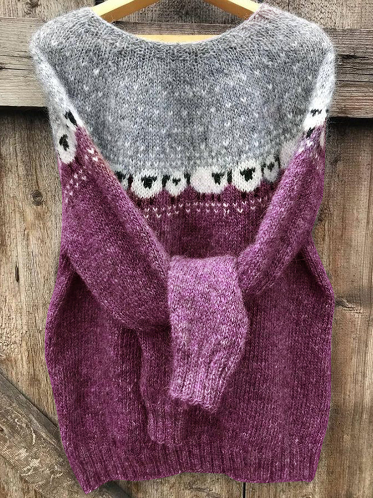 Pull en coton à motif de moutons paissant