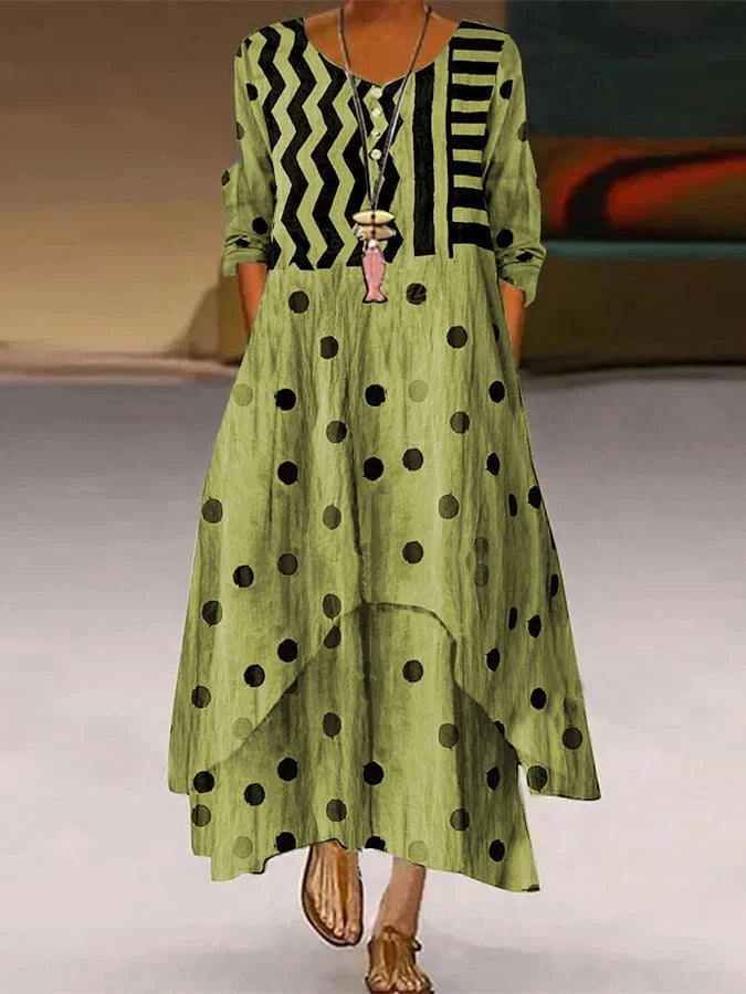SL | Maxi-robe à polka dot et motif géométrique