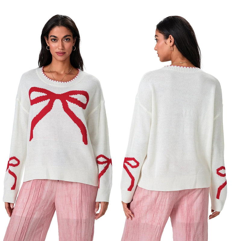 EP | MW - Pull-over festif en tricot avec design de nœuds