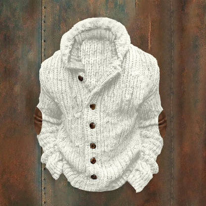 Vintage Cable Knit Basic Buttons Hooded Sweater artswardrobe