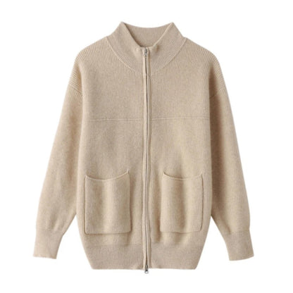 EP | Confortable cardigan en tricot avec col montant et fermeture éclair