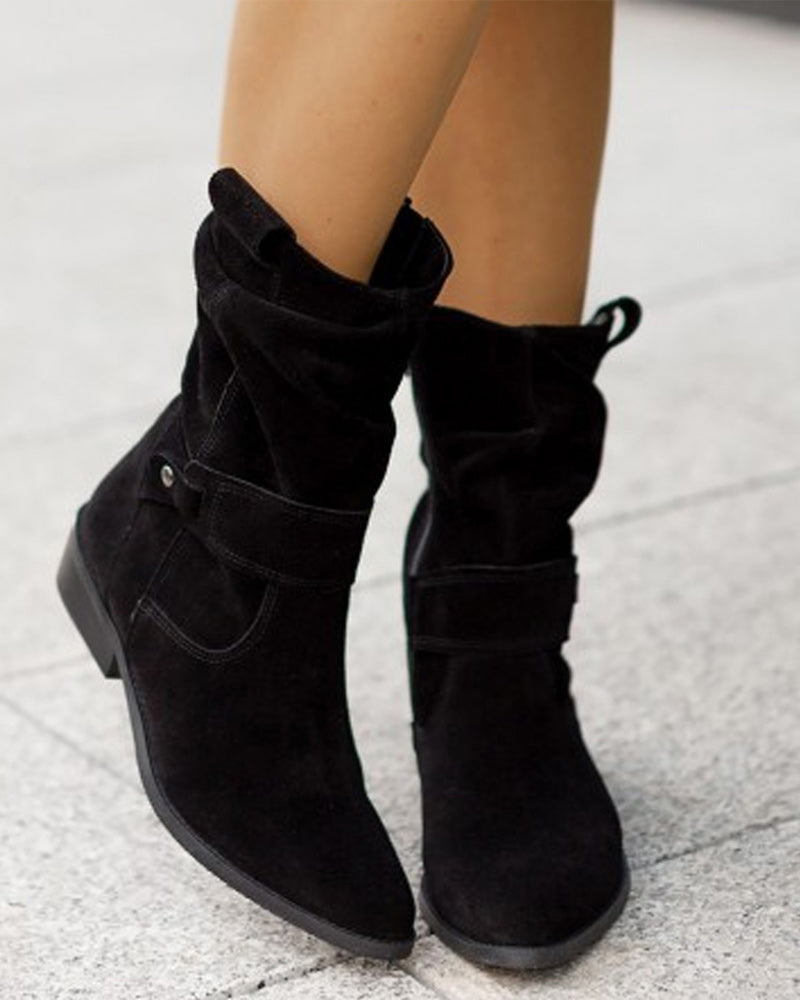 Bottes mi-mollet à détail de sangle