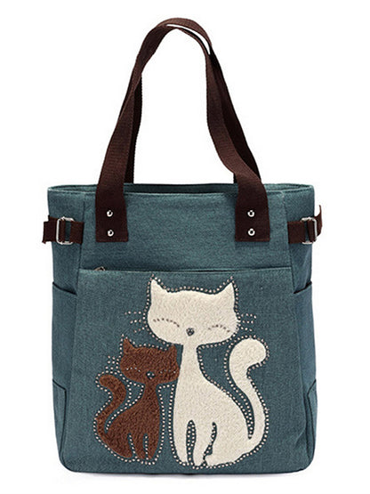 Fuzzy Cats Rhinestone Utility Shoulder Bag elevenforest