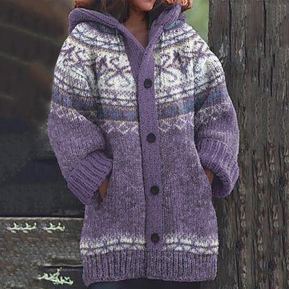 Icelandic Pattern Snowflake Jacquard Vintage Sweater Cardigan elevenforest