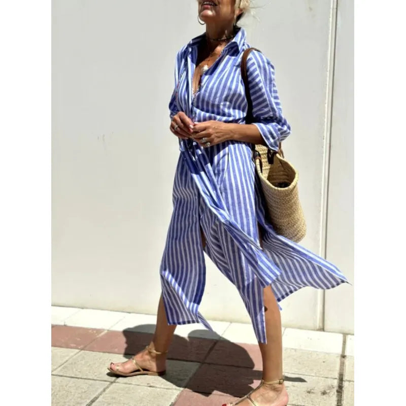 SL | Robe chemise classique à rayures
