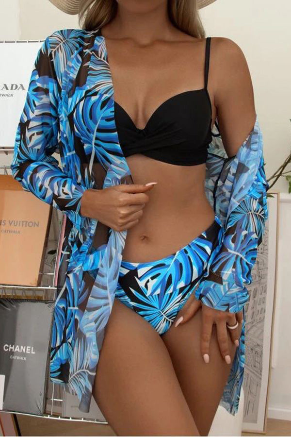 Nélida® | Tropical Print Wrap Underwire Bikini With Cover-up