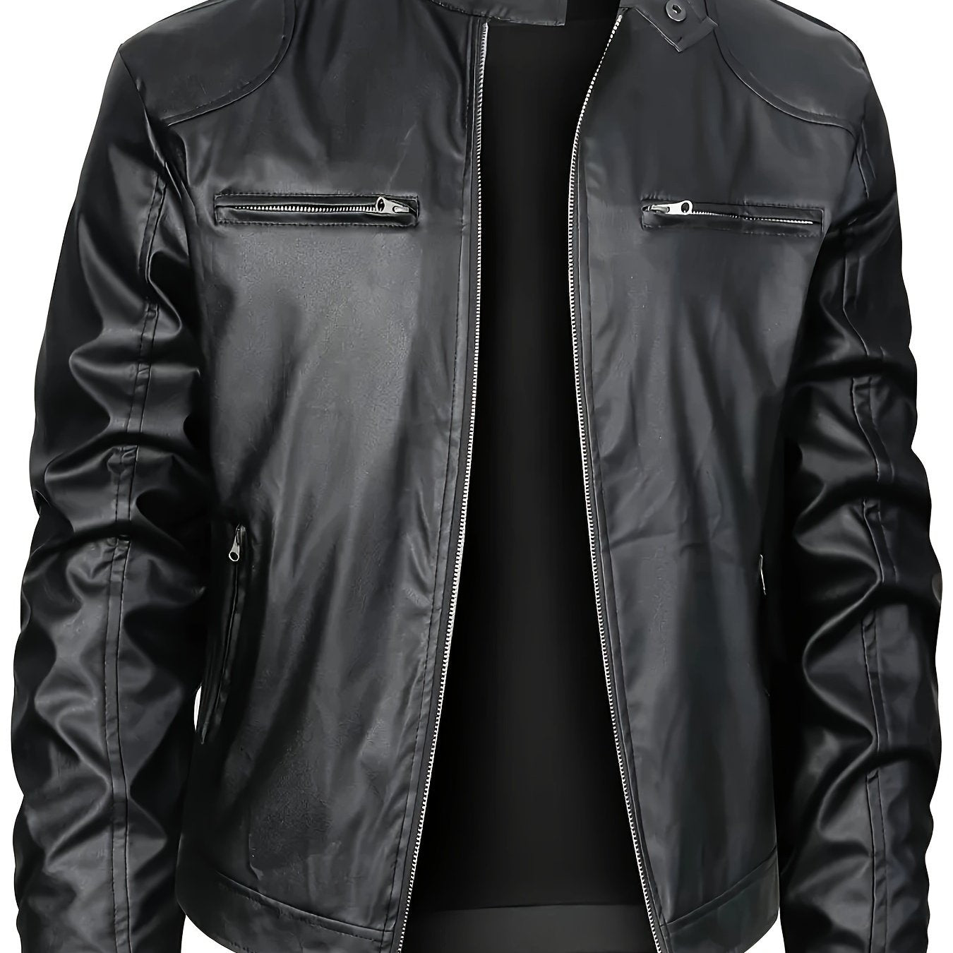 EP | Veste en cuir PU stylée avec des blocs de couleur et un design multi zip