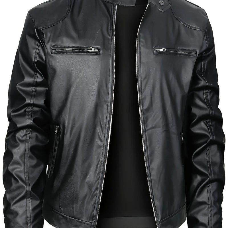 EP | Veste en cuir PU stylée avec des blocs de couleur et un design multi zip