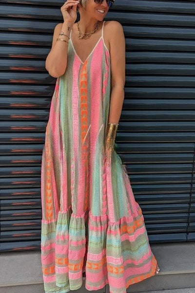SL | Longue robe cami avec imprimé ethnique