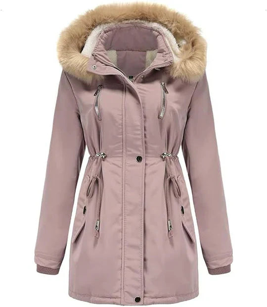 EP | manteau long avec capuche en fourrure synthétique et doublure en polaire