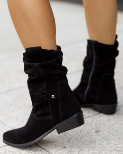 Bottes mi-mollet à détail de sangle