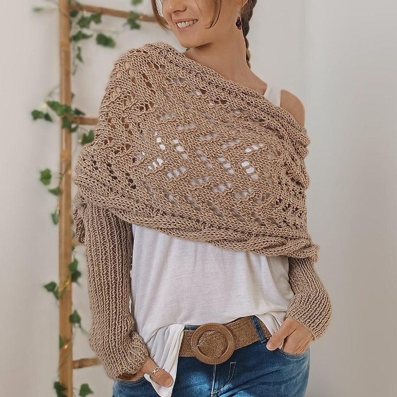 SL | Elégant pull-over cache-cœur en tricot avec détail ajouré