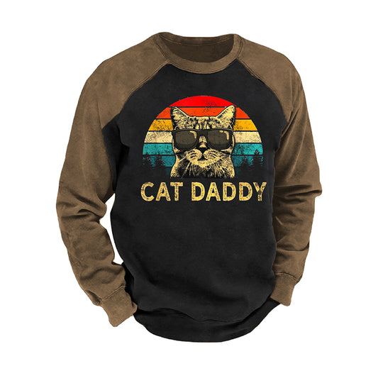 Cat Daddy Print Men'S Long Sleeve Top elevenforest