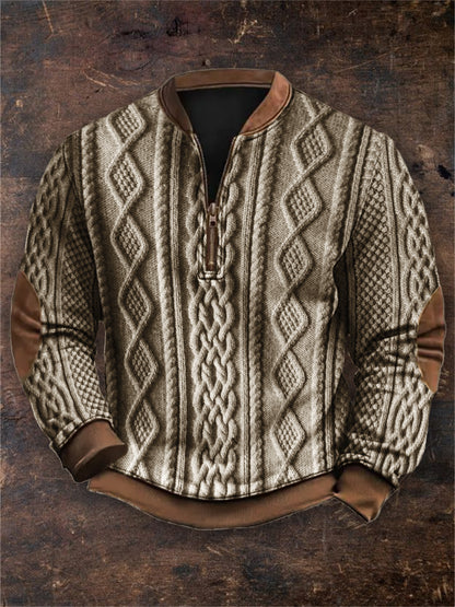 Men's Vintage Viking Cable Knit Zip Up Sweatshirt elevenforest